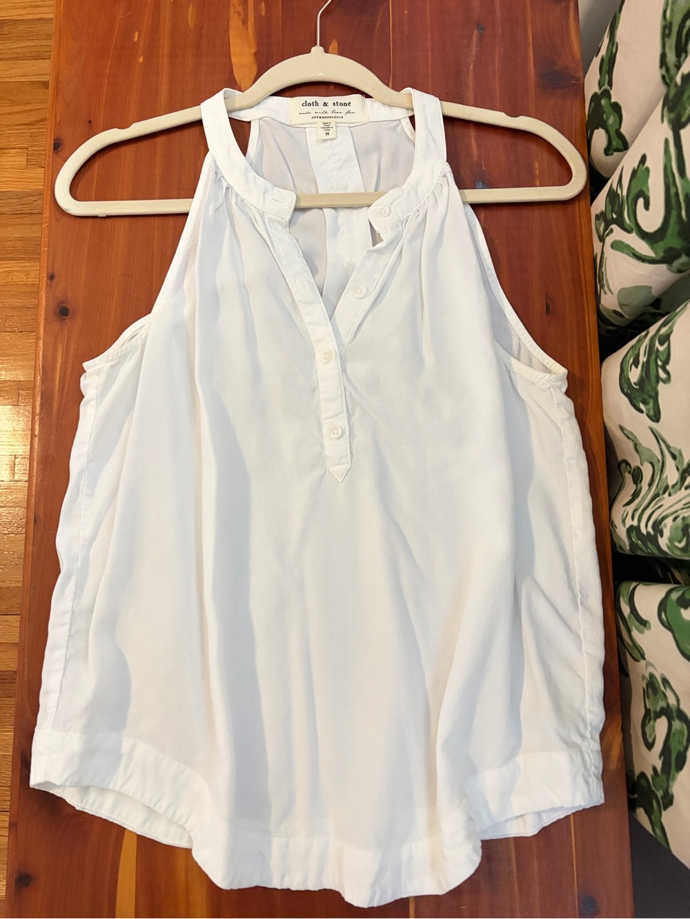 cloth & stone White Sleeveless Henley Camisole